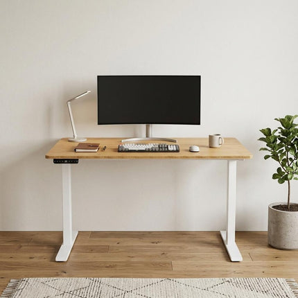 48" Adjustable Brown and White Stainless Steel Computer Desk HomeRoots