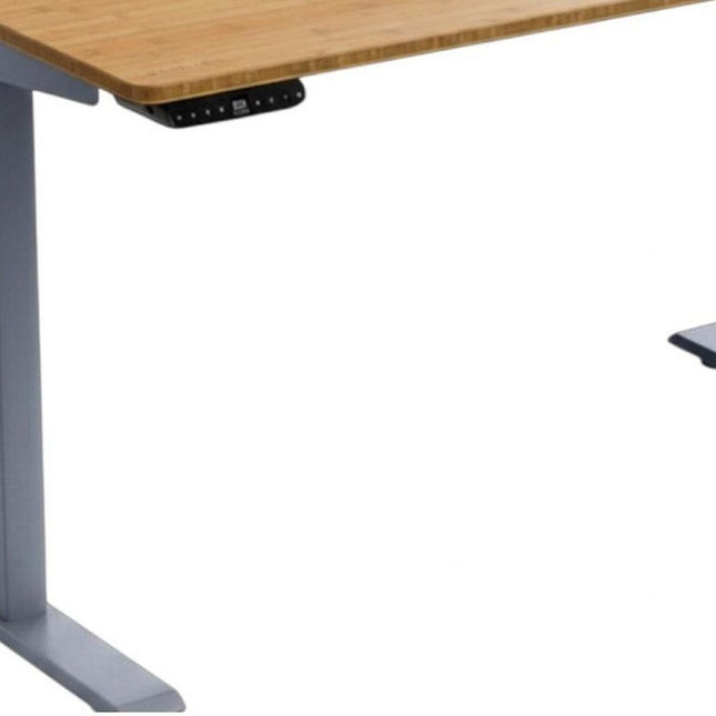 60" Adjustable Brown and Gray Stainless Steel Computer Desk HomeRoots