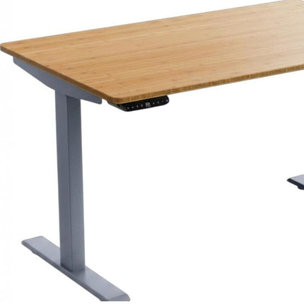 60" Adjustable Brown and Gray Stainless Steel Computer Desk HomeRoots