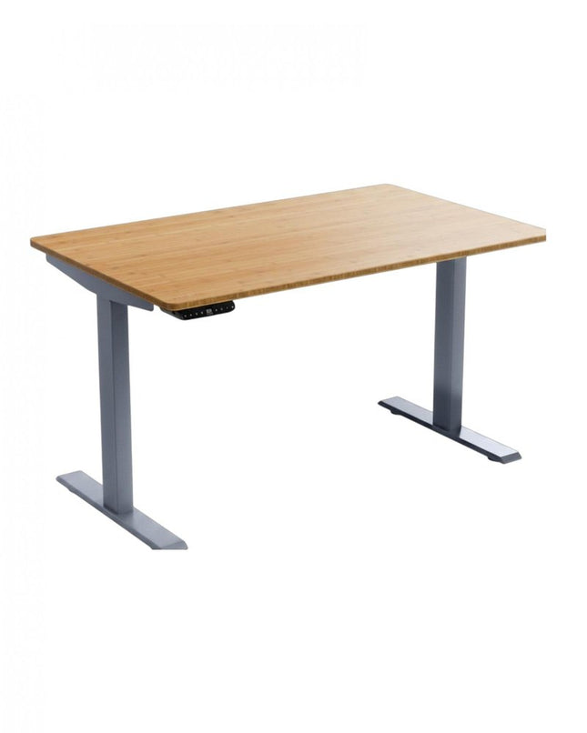 60" Adjustable Brown and Gray Stainless Steel Computer Desk HomeRoots