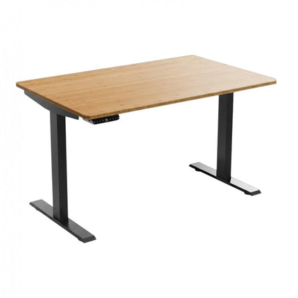 60" Adjustable Brown and Black Stainless Steel Computer Desk