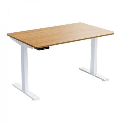 60" Adjustable Brown and White Stainless Steel Computer Desk