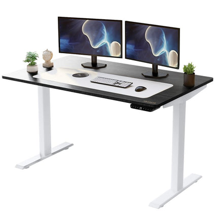 Adjustable Black and White Wood and Stainless Steel Rolling Computer Desk HomeRoots