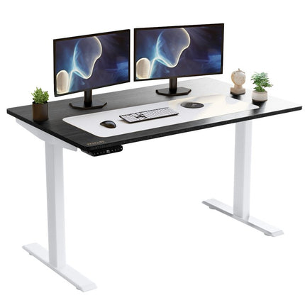 Adjustable Black and White Wood and Stainless Steel Rolling Computer Desk HomeRoots