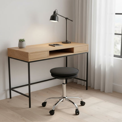 Black and Silver Adjustable Height Swivel Rolling Office Chair HomeRoots