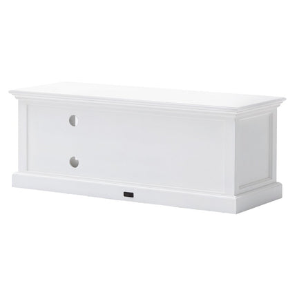 47" White Solid Wood Drawers and Open Shelving Entertainment Center HomeRoots