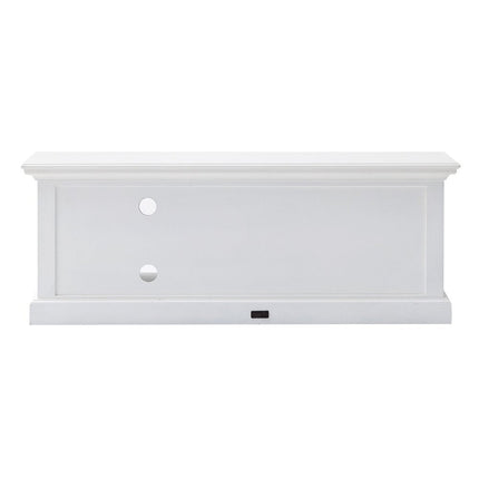 47" White Solid Wood Drawers and Open Shelving Entertainment Center HomeRoots