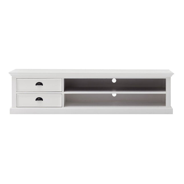 71" Classic White Entertainment Unit with Two Drawers HomeRoots