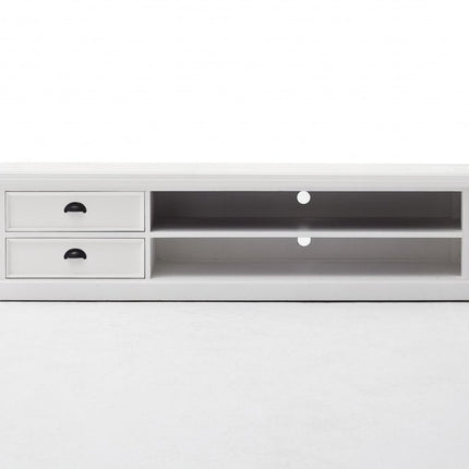 71" Classic White Entertainment Unit with Two Drawers HomeRoots
