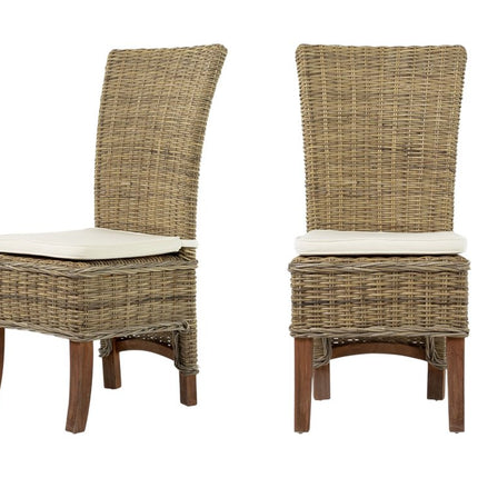 Set of Two Cream and Natural Dining Parsons Chairs HomeRoots