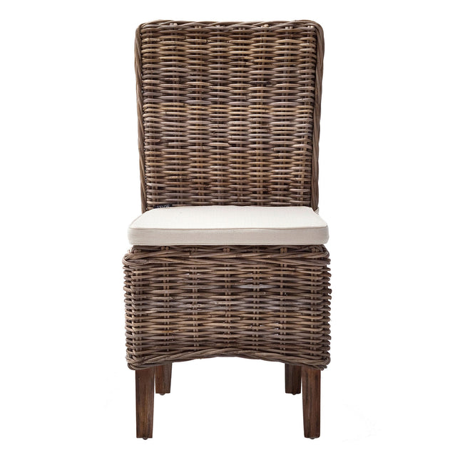 Set of Two Cream and Brown Dining Parsons Chairs HomeRoots