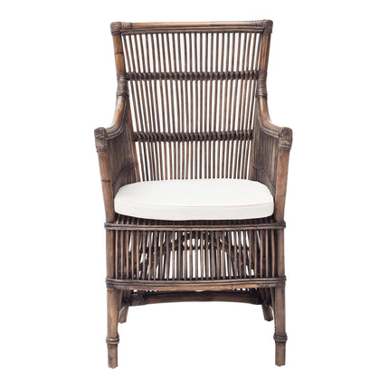 Set of Two Cream Rattan Outdoor Arm Chairs HomeRoots