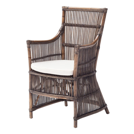 Set of Two Cream Rattan Outdoor Arm Chairs HomeRoots