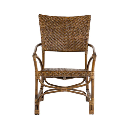 Set of Two Natural Rattan Open Back Dining Arm Chairs HomeRoots