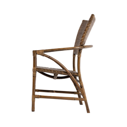 Set of Two Natural Rattan Open Back Dining Arm Chairs HomeRoots