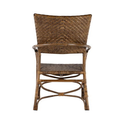 Set of Two Natural Rattan Open Back Dining Arm Chairs HomeRoots