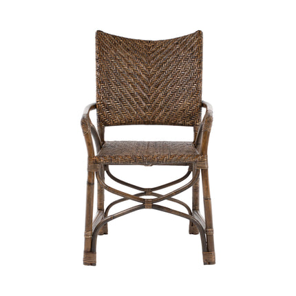 Set of Two Brown Open Back Dining Arm Chairs HomeRoots