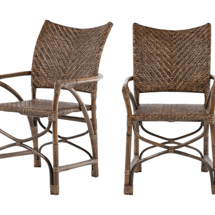 Set of Two Brown Open Back Dining Arm Chairs HomeRoots