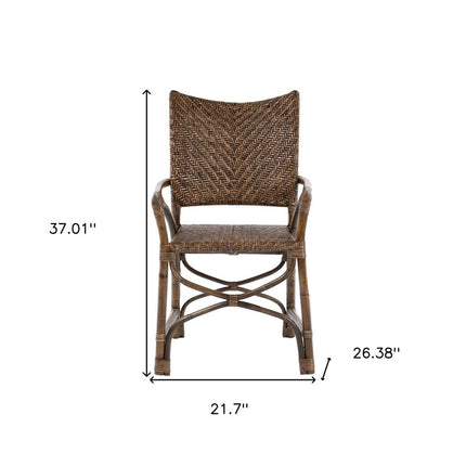 Set of Two Brown Open Back Dining Arm Chairs HomeRoots