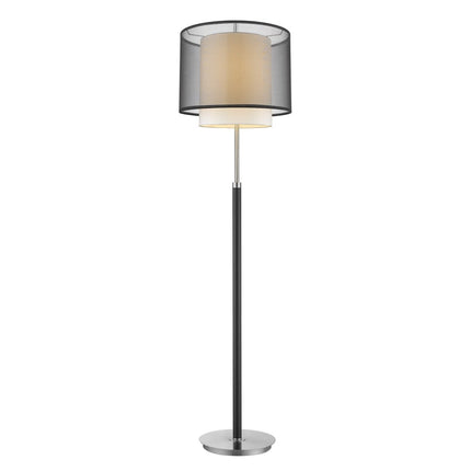 62" Floor Lamp With Black And White Fabric Drum Shade HomeRoots