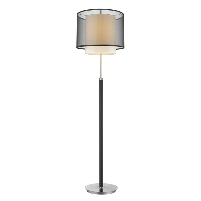 62" Floor Lamp With Black And White Fabric Drum Shade HomeRoots