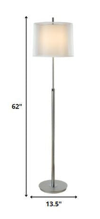 62" Floor Lamp With White Fabric Empire Shade HomeRoots