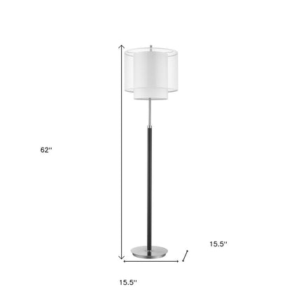 62" Floor Lamp With White Fabric Drum Shade HomeRoots