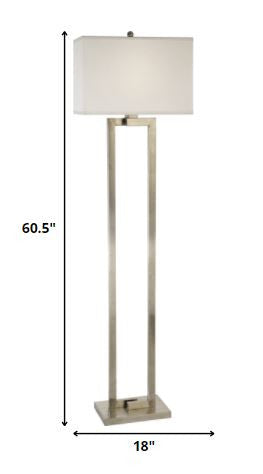 61" Metal Floor Lamp With White Fabric Shade HomeRoots