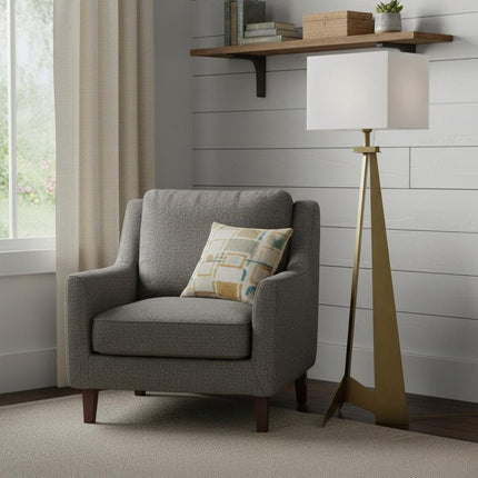 60" Floor Lamp With White Fabric Novelty Shade HomeRoots