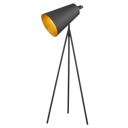 61" Tripod Floor Lamp With Gray Metal Cone Shade HomeRoots