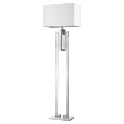 64" Nickel Traditional Shaped Floor Lamp With White Rectangular Shade HomeRoots