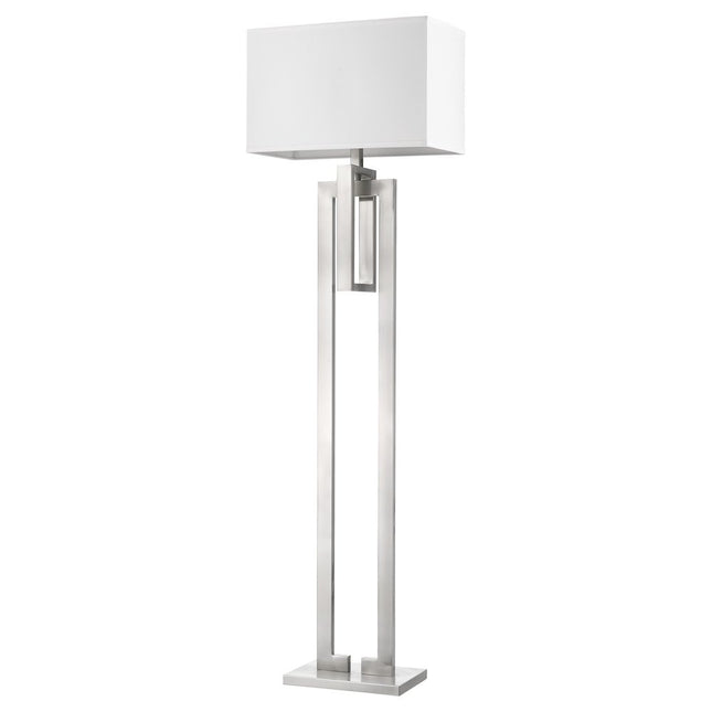 64" Nickel Traditional Shaped Floor Lamp With White Rectangular Shade HomeRoots