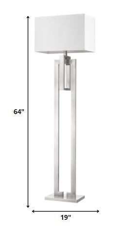 64" Nickel Traditional Shaped Floor Lamp With White Rectangular Shade HomeRoots