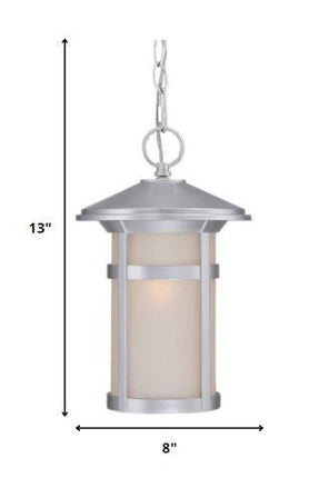 Silver Lantern Metal Dimmable Chandelier With Frosted Shades HomeRoots