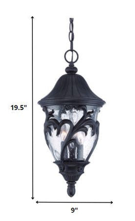 Three Light Matte Black Leaf Detail Hanging Light HomeRoots