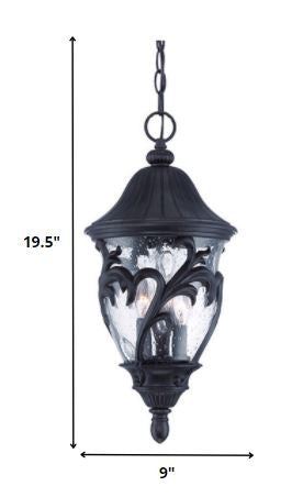 Three Light Matte Black Leaf Detail Hanging Light HomeRoots