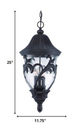 XL Three Light Matte Black Leaf Detail Hanging Light HomeRoots