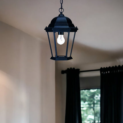 Black Lantern Beveled Metal Dimmable Chandelier With Clear Shades HomeRoots