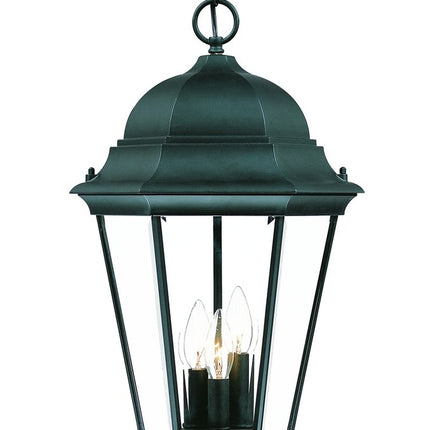 Three Light Matte Black Domed Glass Lantern Hanging Light HomeRoots