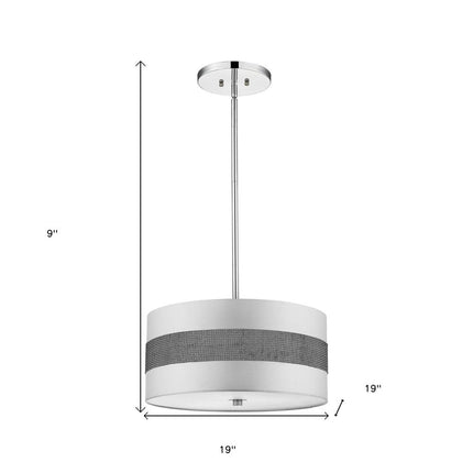 Harmony 3-Light Metallic Silver Pendant With Crystal Studded Platinum Sheen Shade HomeRoots