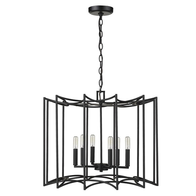 Rhian 8-Light Matte Black Pendant HomeRoots