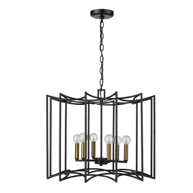 Rhian 8-Light Matte Black Pendant HomeRoots