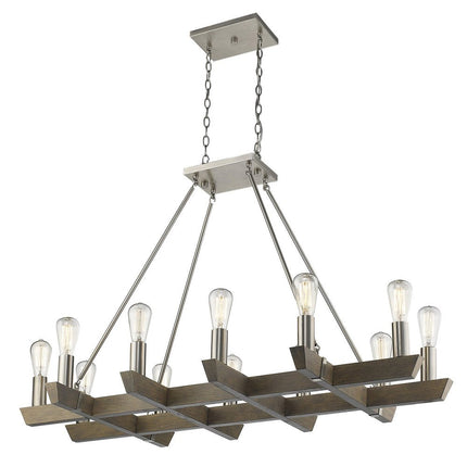 Silver Kitchen Island Twelve Light Metal Dimmable Chandelier HomeRoots