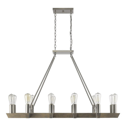 Silver Kitchen Island Twelve Light Metal Dimmable Chandelier HomeRoots