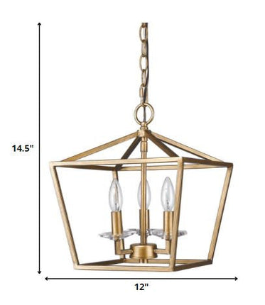 Kennedy 3-Light Antique Gold Pendant With Crystal Bobeches HomeRoots