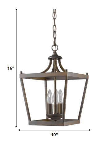 Vintage Brown Metal Tapered Hanging Light HomeRoots
