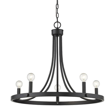 Black Candle Style Five Light Metal Dimmable Chandelier HomeRoots