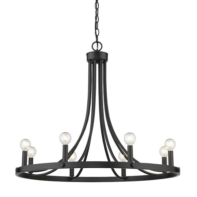 Black Candle Style Eight Light Metal Dimmable Chandelier HomeRoots