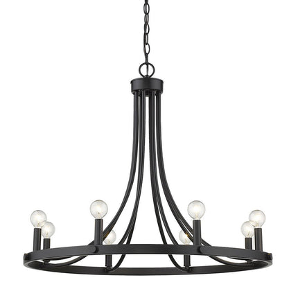 Black Candle Style Eight Light Metal Dimmable Chandelier HomeRoots