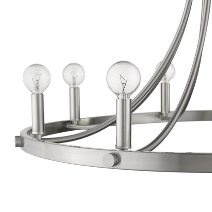 Silver Candle Style Eight Light Metal Dimmable Chandelier HomeRoots